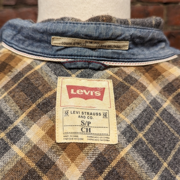 Men's Levi's Wool Slim Fit Plaid Button Up Flannel Shirt Size Small - Picture 10 of 10